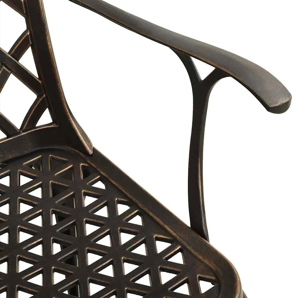 5 Piece Bistro Set Cast Aluminium Outdoor Furniture Patio Table Chairs Brown
