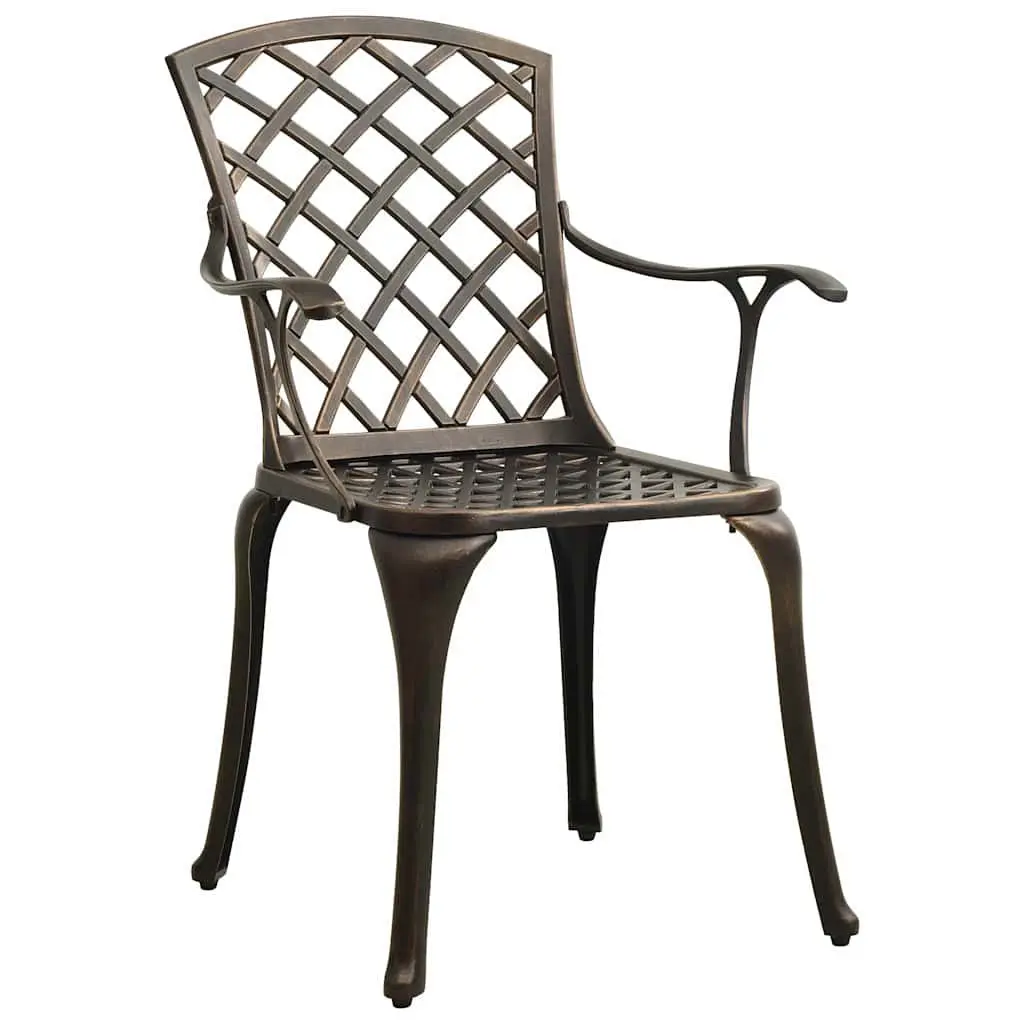 5 Piece Bistro Set Cast Aluminium Outdoor Furniture Patio Table Chairs Brown