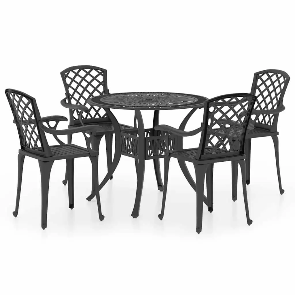 5 Piece Bistro Set Outdoor Furniture Table Chairs Black