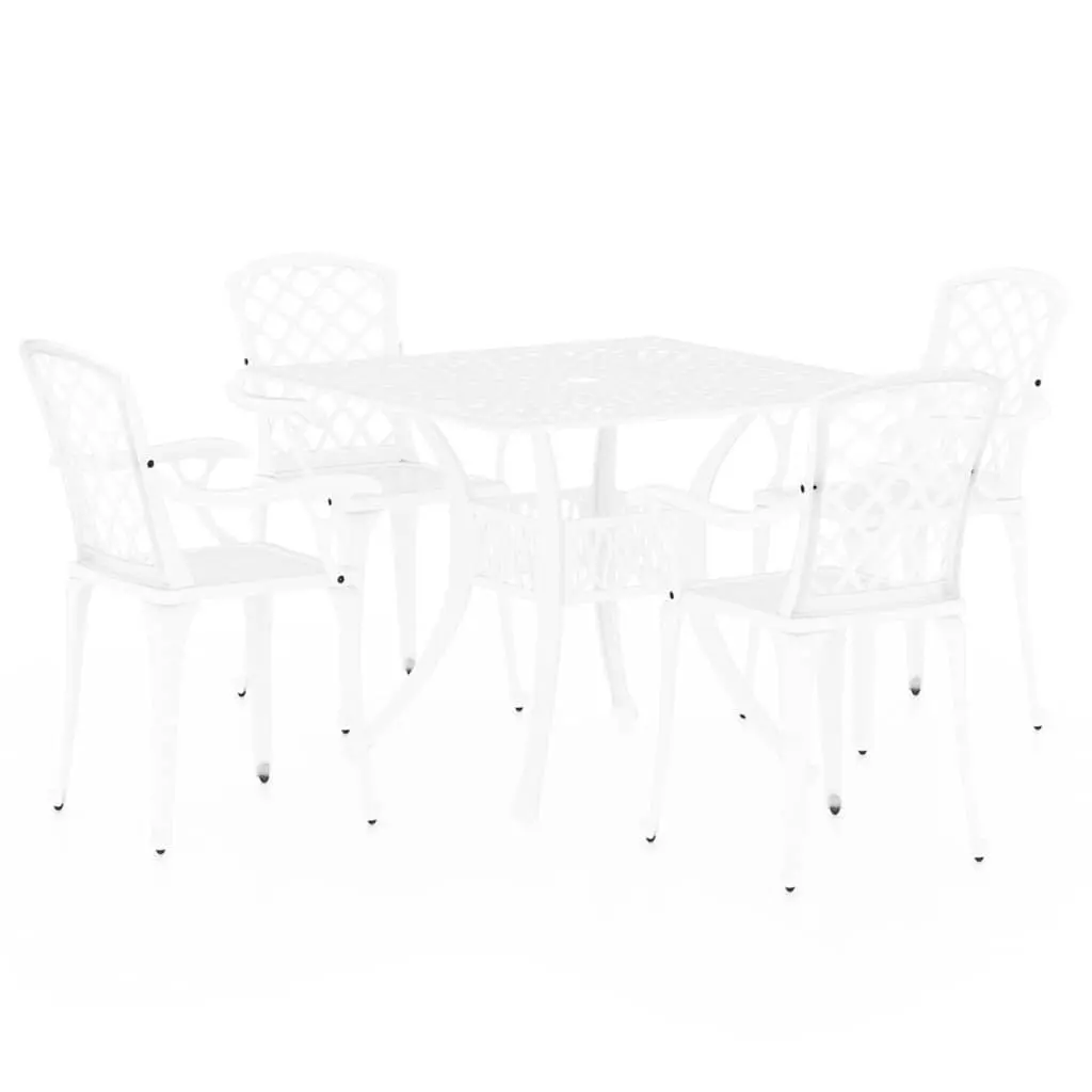 Bistro Set Outdoor Furniture 5 Piece White Cast Aluminium Patio Chairs and Table