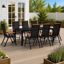 Reliable 9 Piece Black Aluminium Garden Set