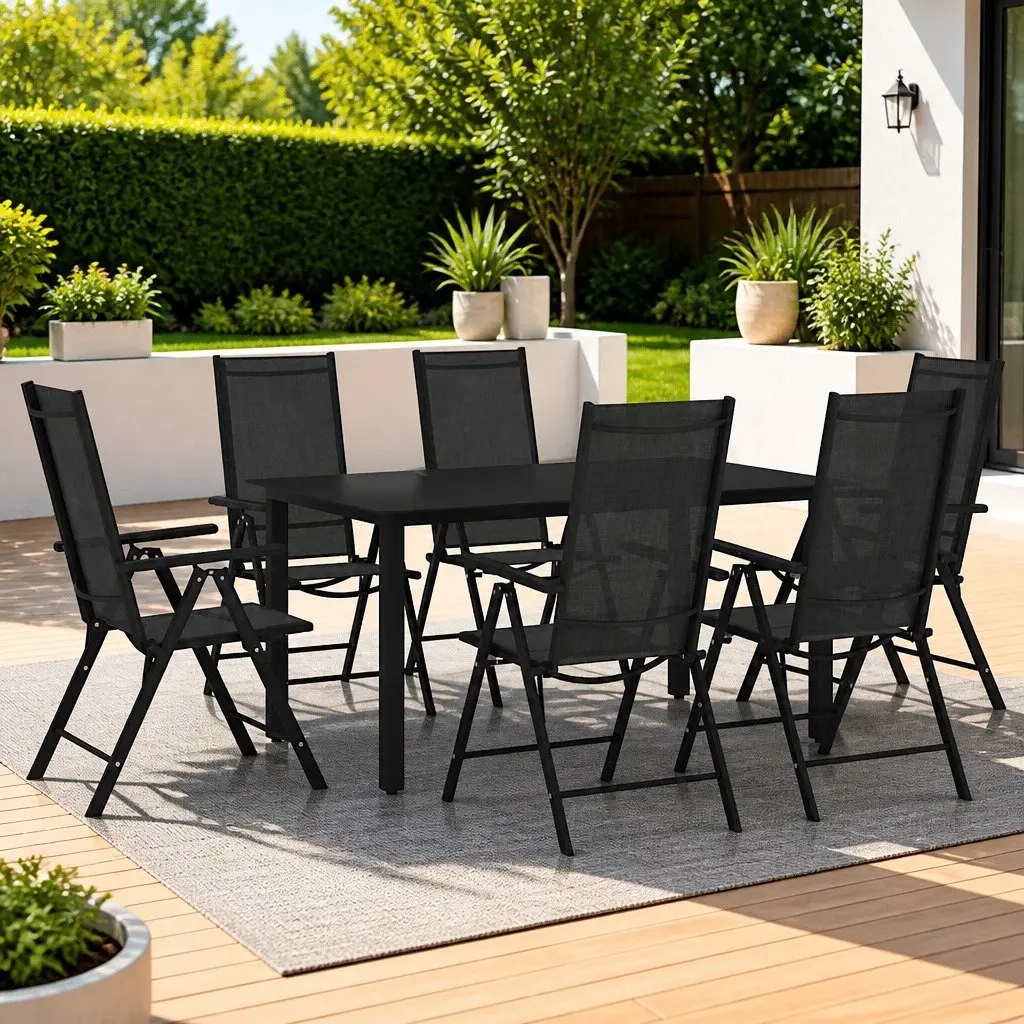 7 Piece Garden Dining Set with Adjustable Chairs