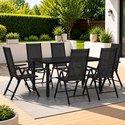 Reliable 7 Piece Garden Dining Set with Adjustable Chairs