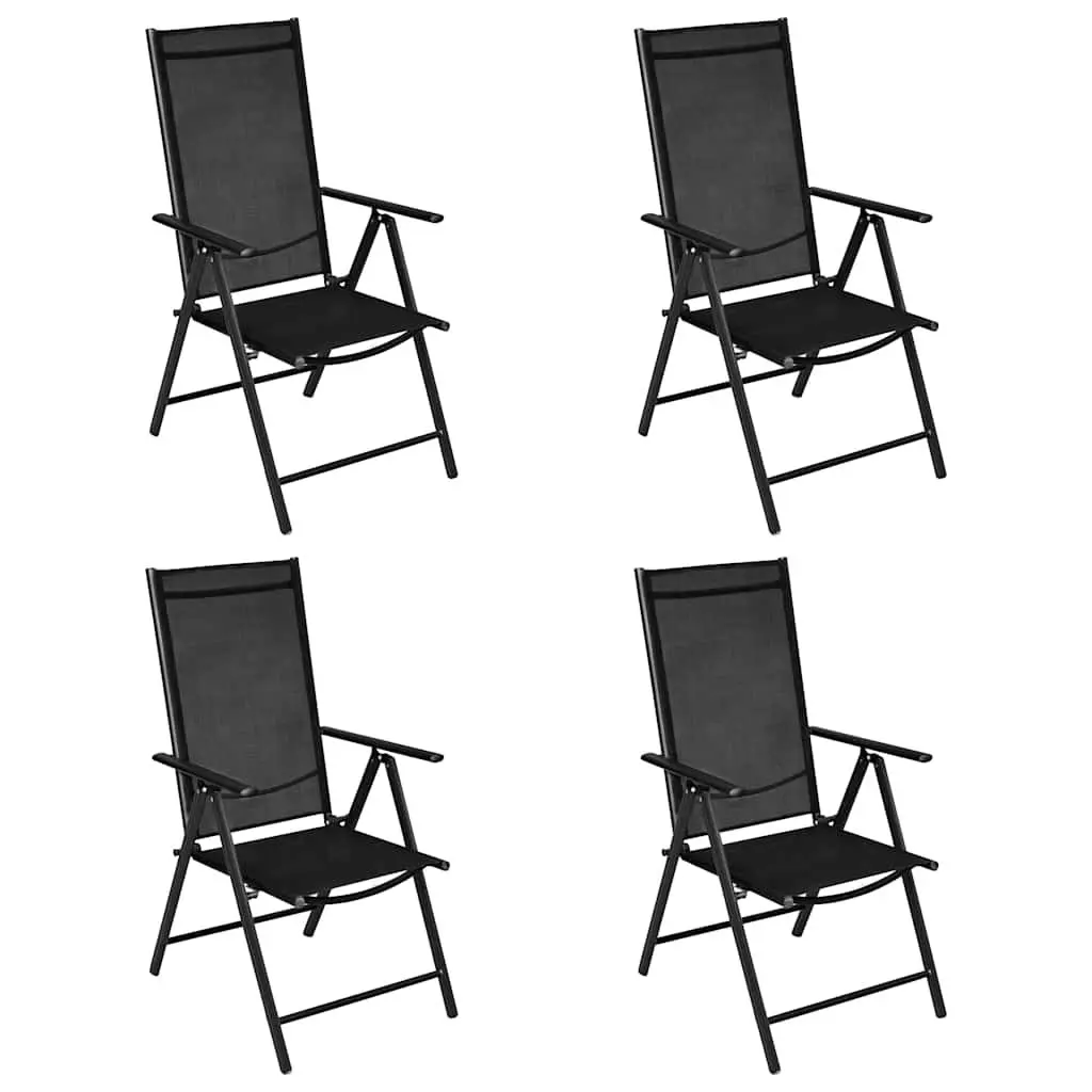 Garden Dining Set 5 Piece Outdoor Furniture Adjustable Textilene Seats Black Aluminium Frame WPC Tabletop