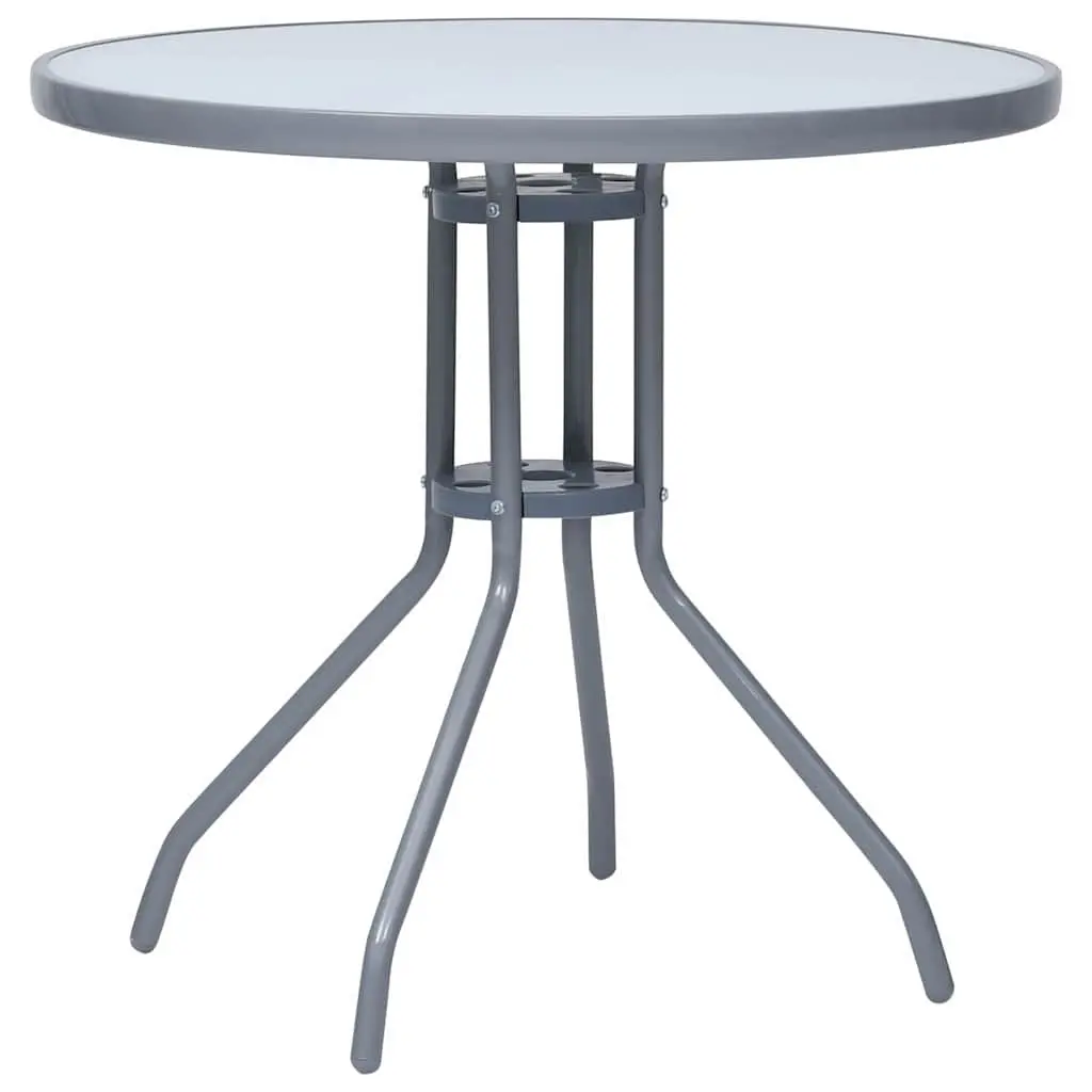 Aluminium Frame Outdoor Garden Dining Set Textilene Chairs Glass Top 5 Piece Silver