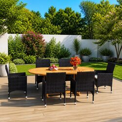 Reliable 7 Piece Garden Dining Set with Acacia Wood Table