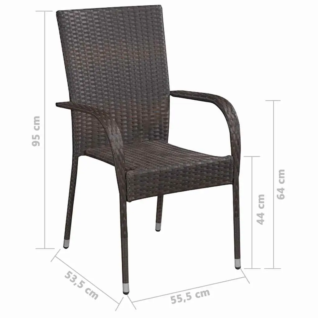 Garden Dining Set 7 Piece Outdoor Table Chairs Poly Rattan Brown Acacia Wood