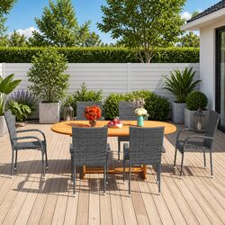 Practical 7-Piece Garden Dining Set with Rattan Chairs
