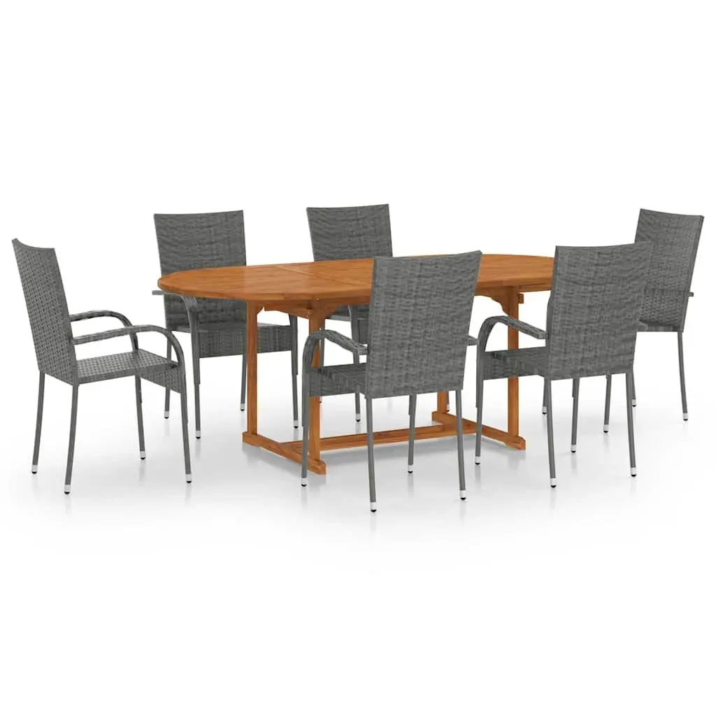 7-Piece Garden Dining Set with Rattan Chairs