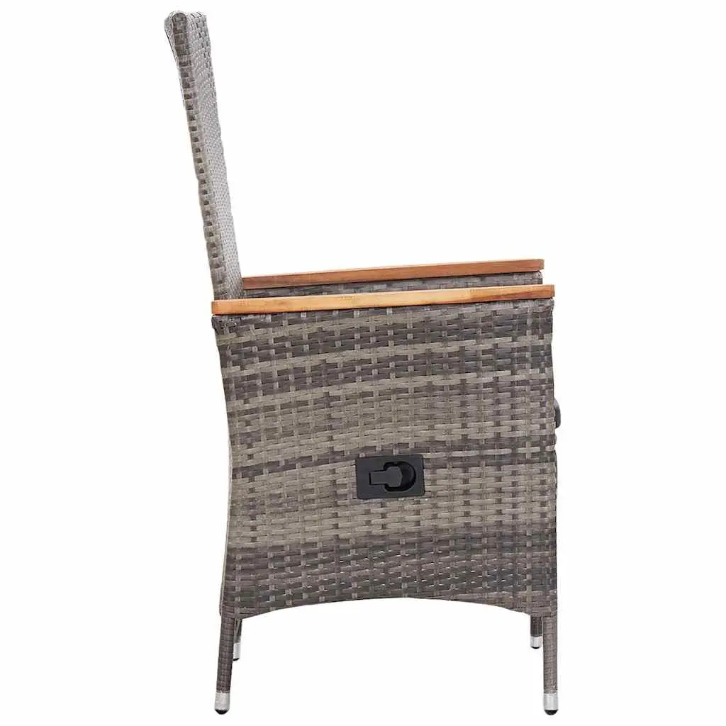 Outdoor Dining Set 7 Piece Garden Furniture Steel Frame PE Rattan Grey Chairs