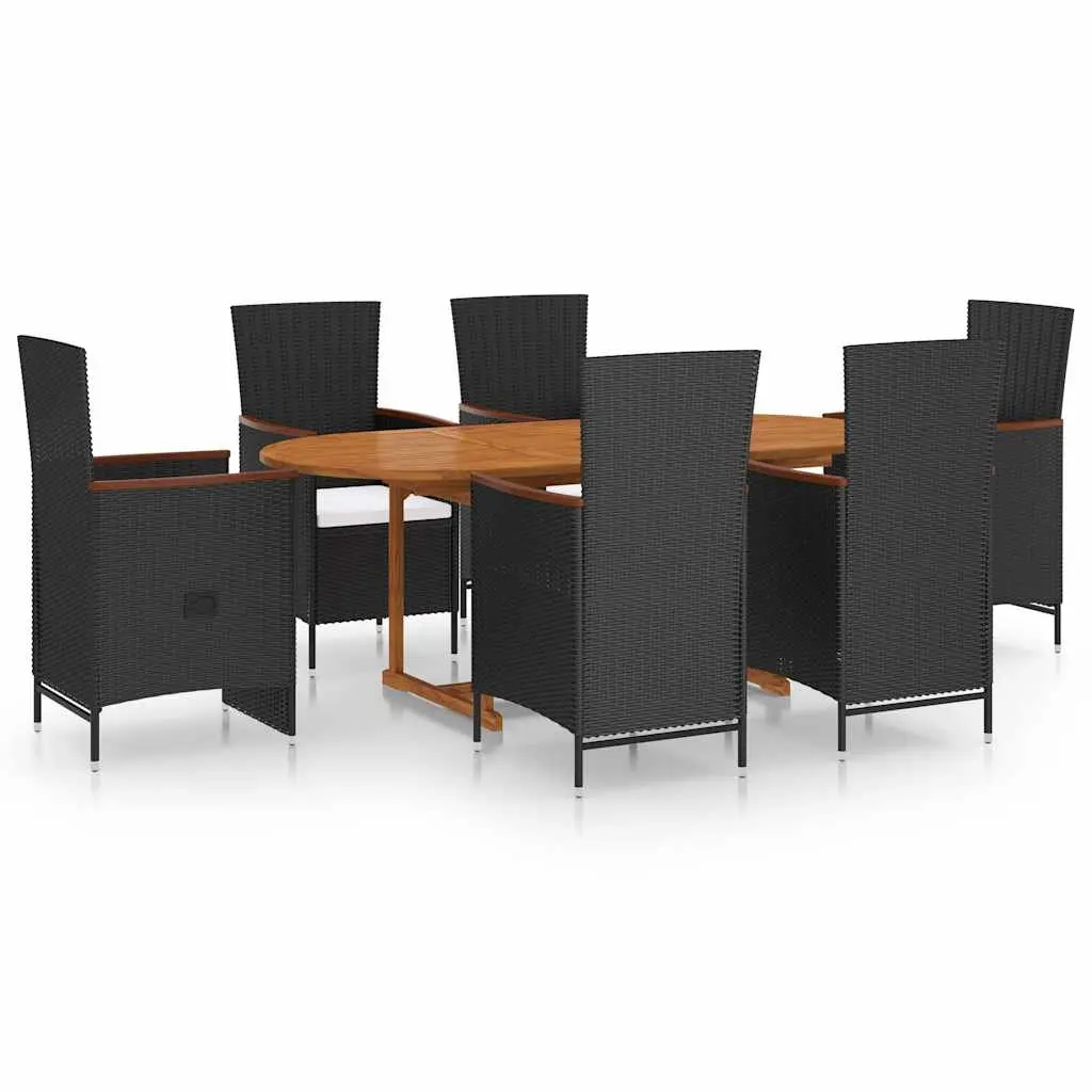 Garden Dining Set 7 Piece Outdoor Furniture Table Chairs Rattan Black