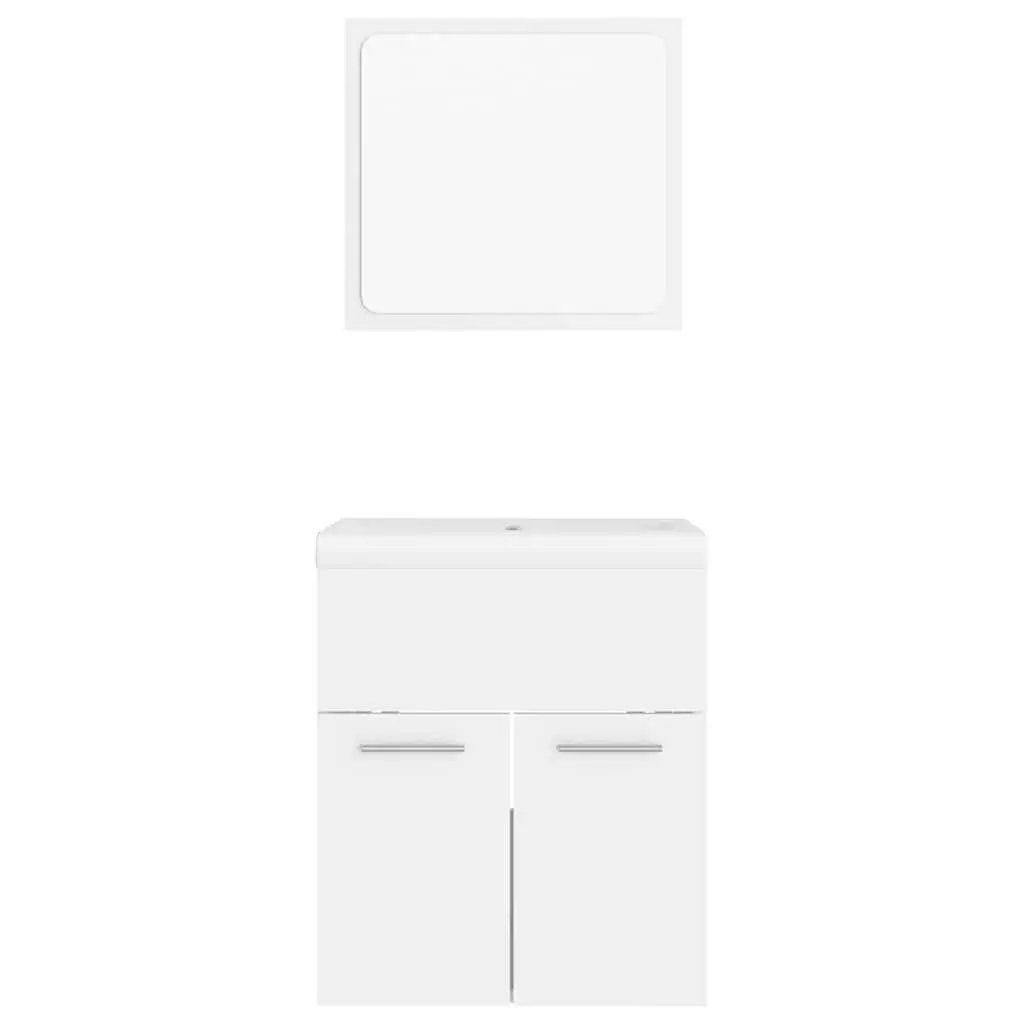 Bathroom Furniture Set Sink Cabinet Basin Mirror White Engineered Wood