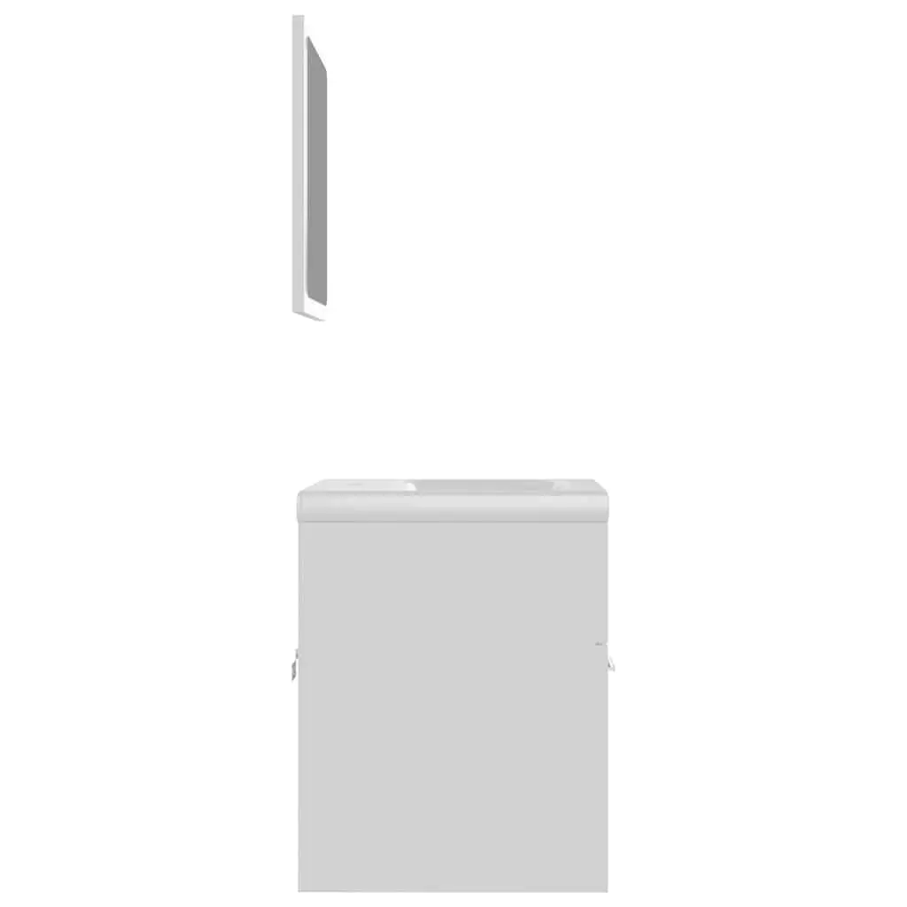 Bathroom Furniture Set Sink Cabinet Basin Mirror White Engineered Wood