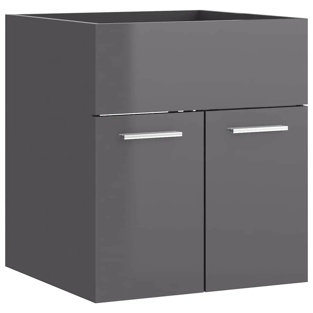 Bathroom Furniture Set Sink Cabinet Basin Mirror Engineered Wood Grey