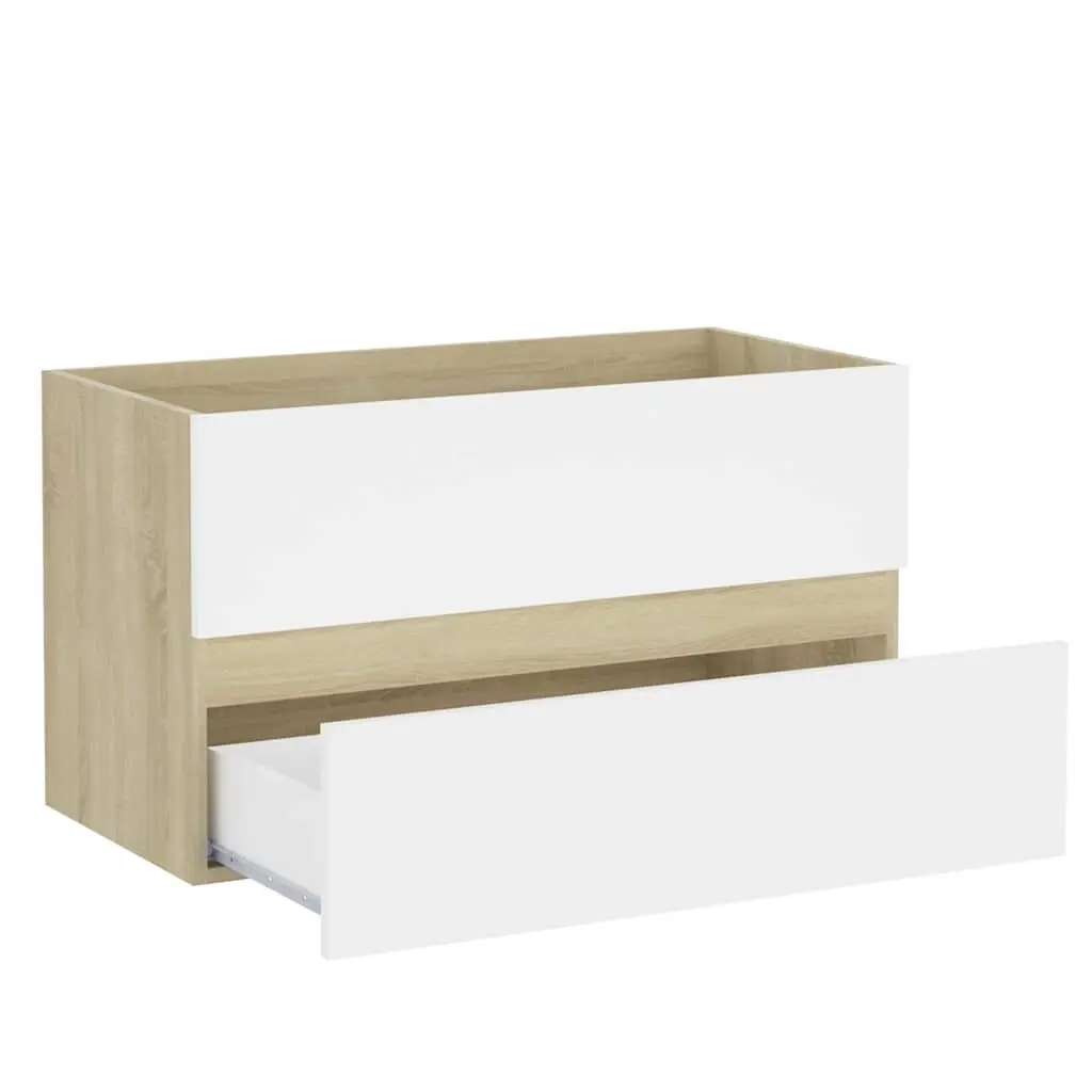 Bathroom Furniture Set Sink Cabinet Ceramic Basin Mirror Beige