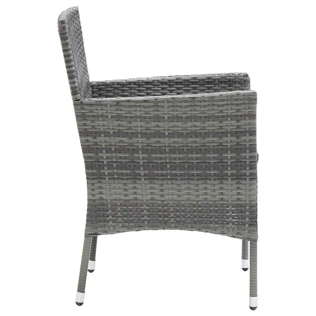 Garden Dining Set 5 Piece Outdoor Furniture Grey Acacia Wood Rattan Chairs Table