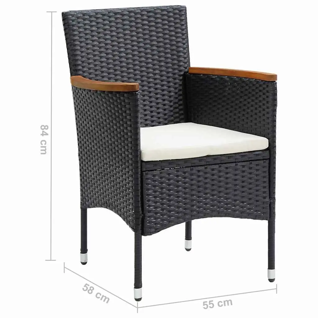 Garden Dining Set 5 Piece Outdoor Table Chairs Black Acacia Wood