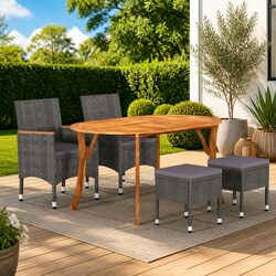 Comfortable and Durable 5-Piece Grey Garden Dining Set