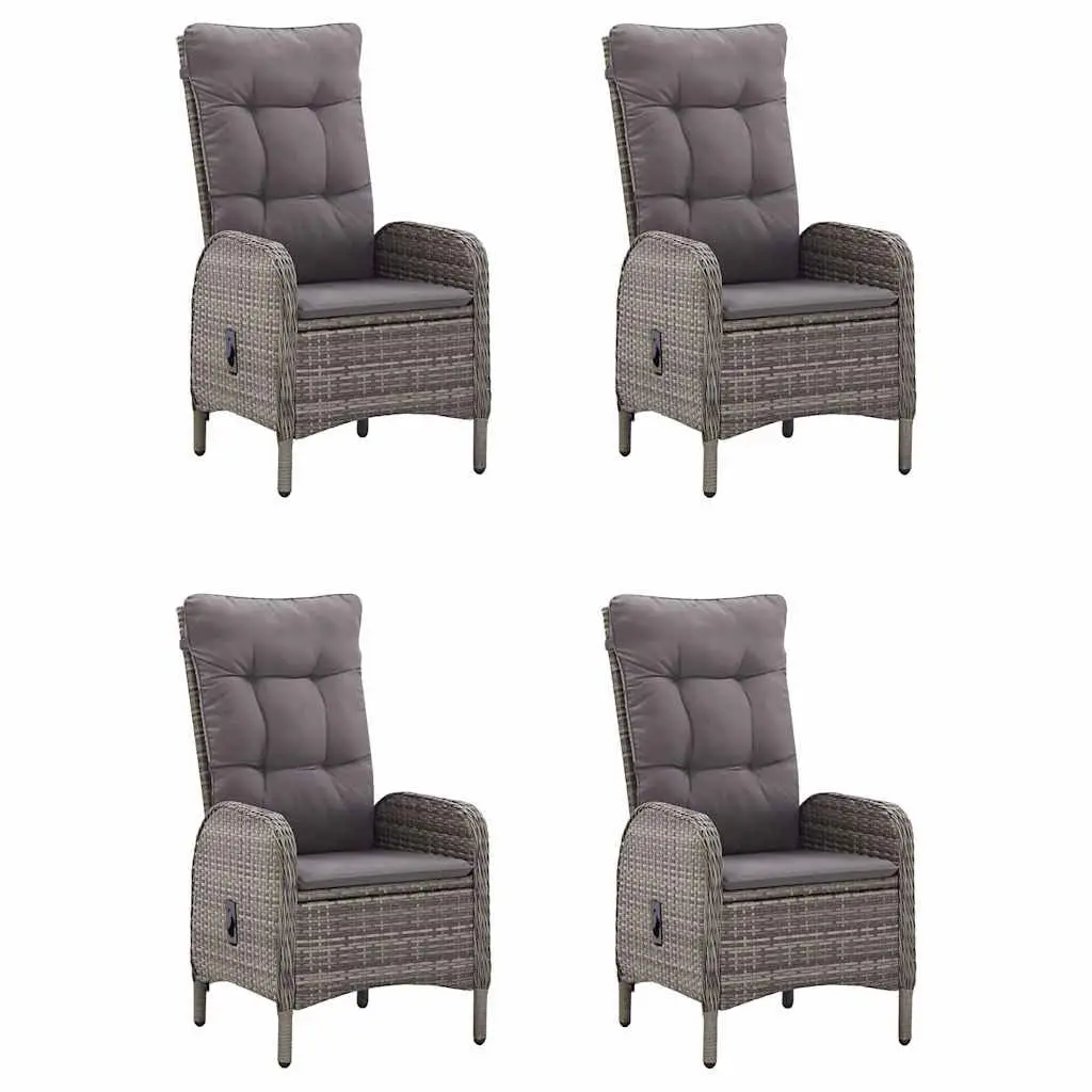 5 Piece Garden Dining Set Outdoor Table Chairs Grey Rattan Steel Frame Acacia