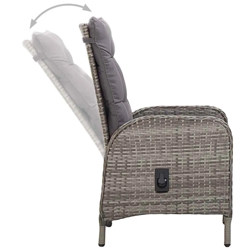 5 Piece Garden Dining Set Outdoor Table Chairs Grey Rattan Steel Frame Acacia