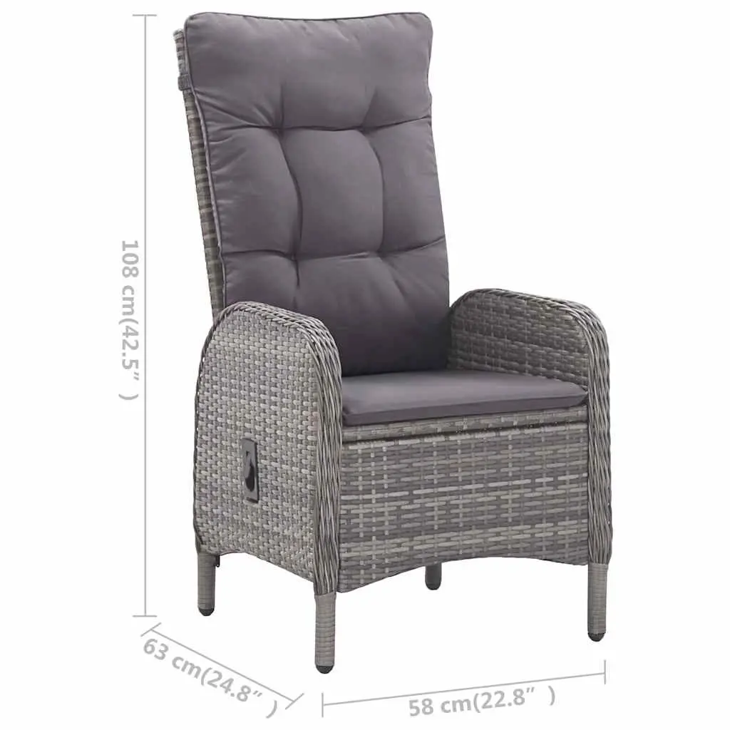 5 Piece Garden Dining Set Outdoor Table Chairs Grey Rattan Steel Frame Acacia