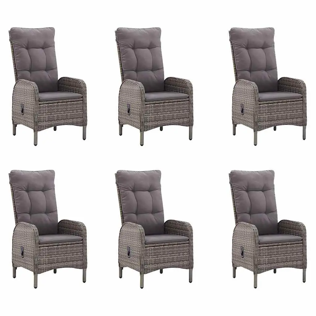 Garden Dining Set 7 Piece Outdoor Table Chairs Grey Weather Resistant