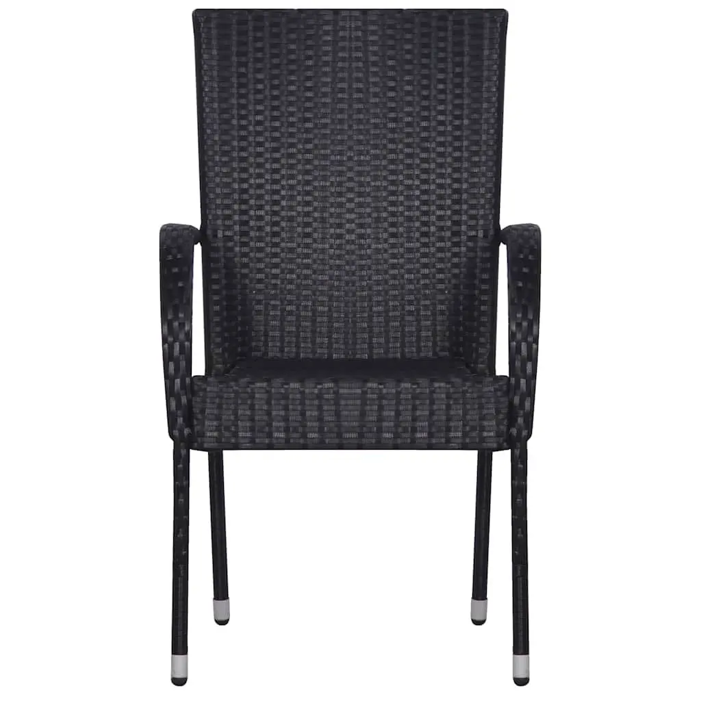Garden Dining Set 7 Piece Outdoor Table Chairs Black Acacia Wood Rattan