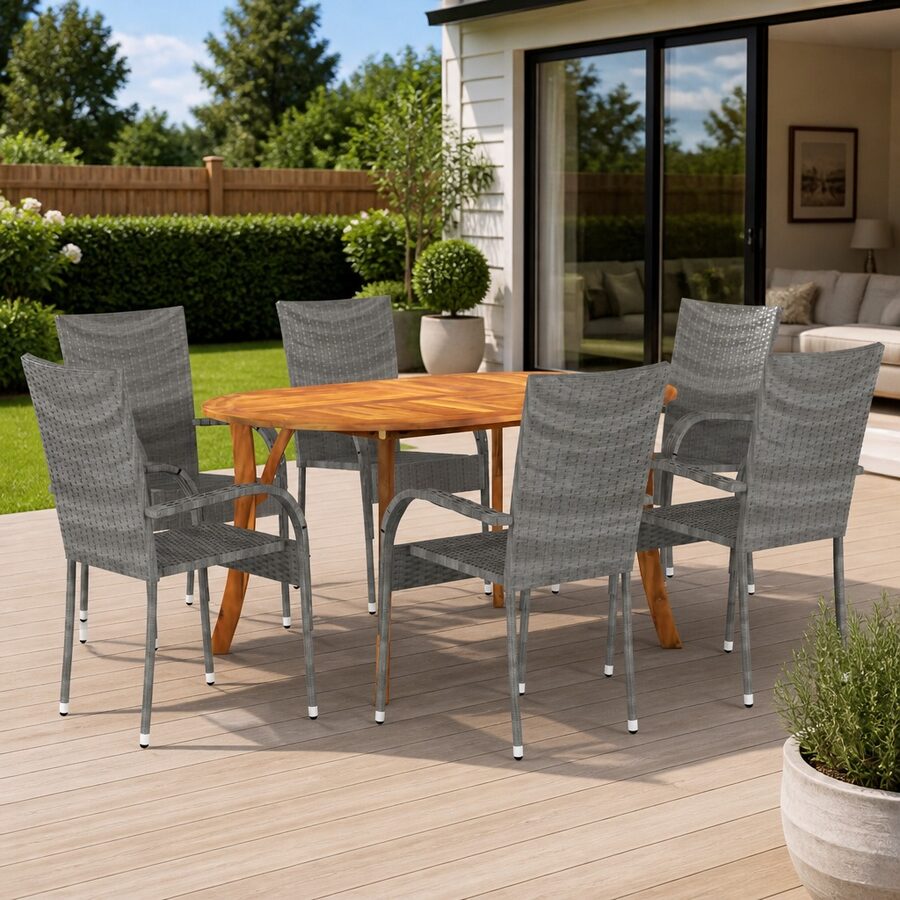 Value-Driven 7-Piece Grey Dining Set for Your Patio