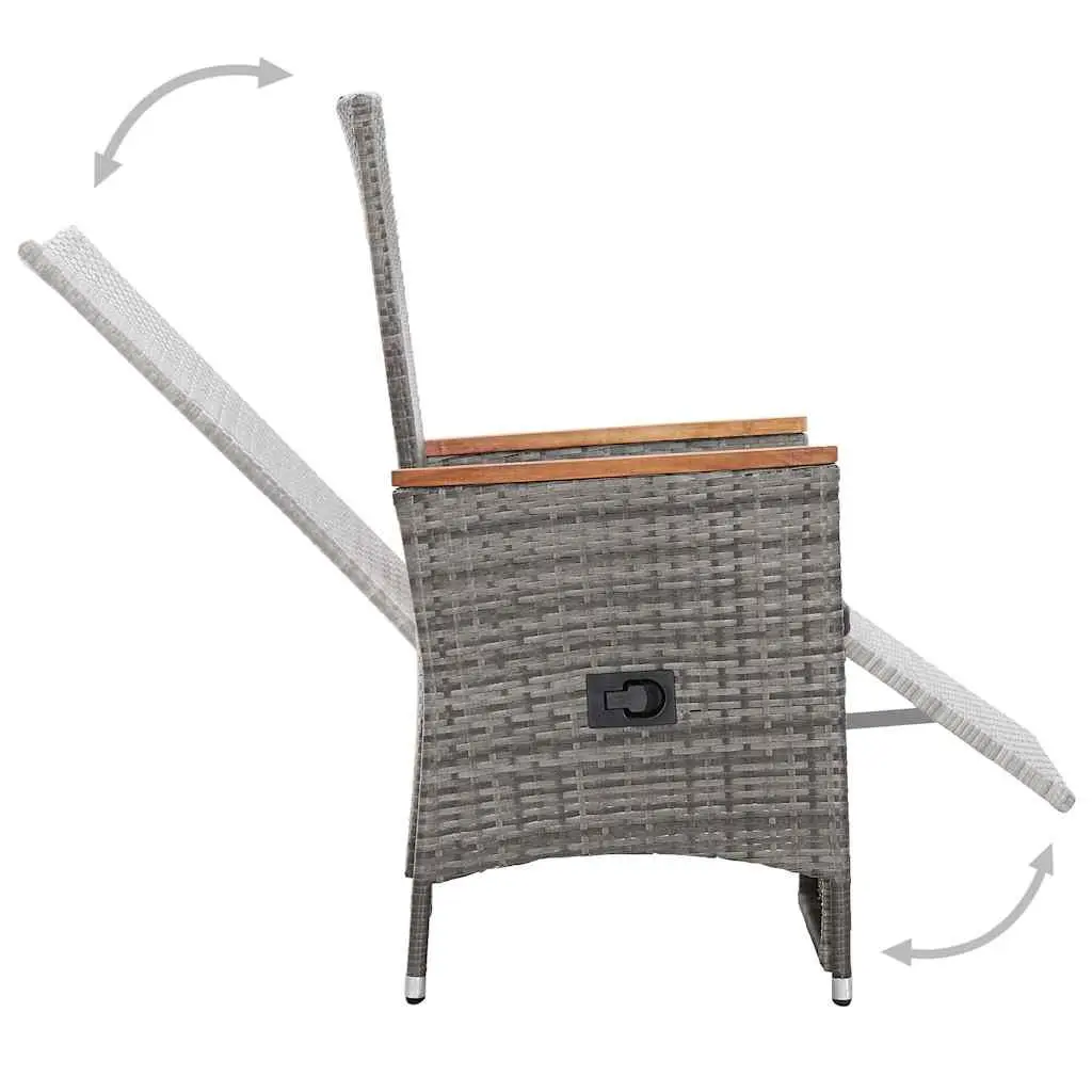 Outdoor Dining Set 5 Piece Garden Table Chairs Grey Acacia Wood Steel Frame