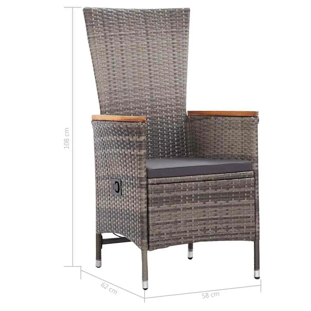 Outdoor Dining Set 5 Piece Garden Table Chairs Grey Acacia Wood Steel Frame