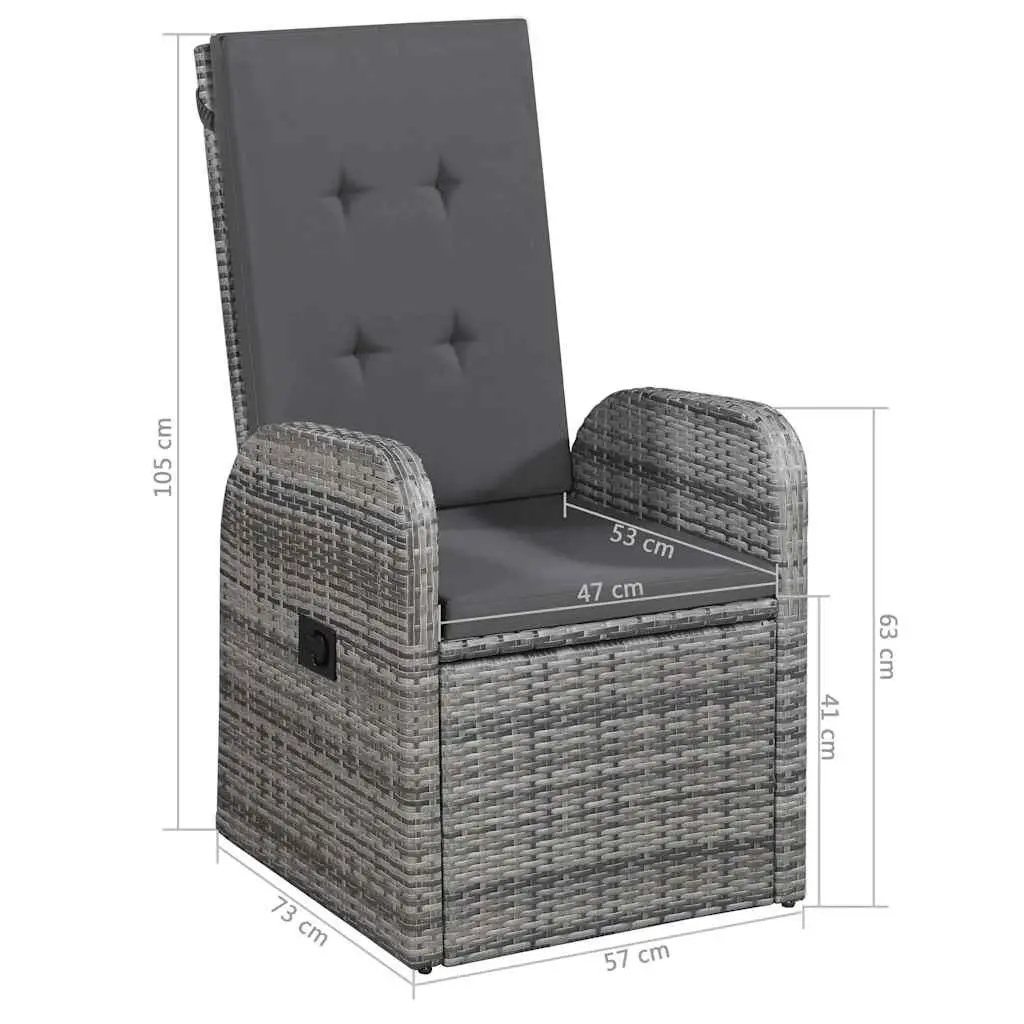 5 Piece Garden Dining Set Outdoor Table Chairs Grey Acacia Wood Rattan