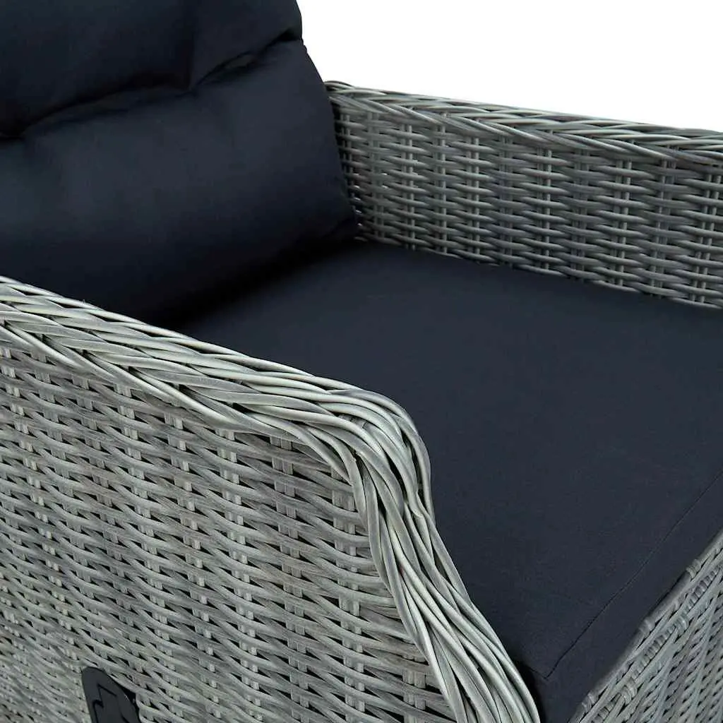 Outdoor Dining Set 5 Piece Table Chairs Grey Acacia Wood PE Rattan