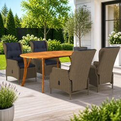 Reliable 5-Piece Brown Garden Dining Set with Comfort