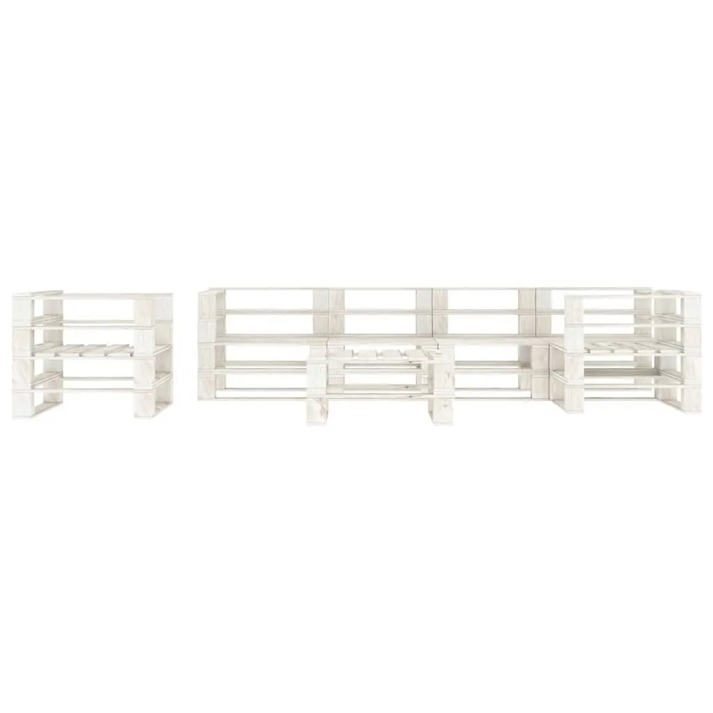 7 Piece Garden Pallet Lounge Set Outdoor Sofa Coffee Table Patio Furniture White