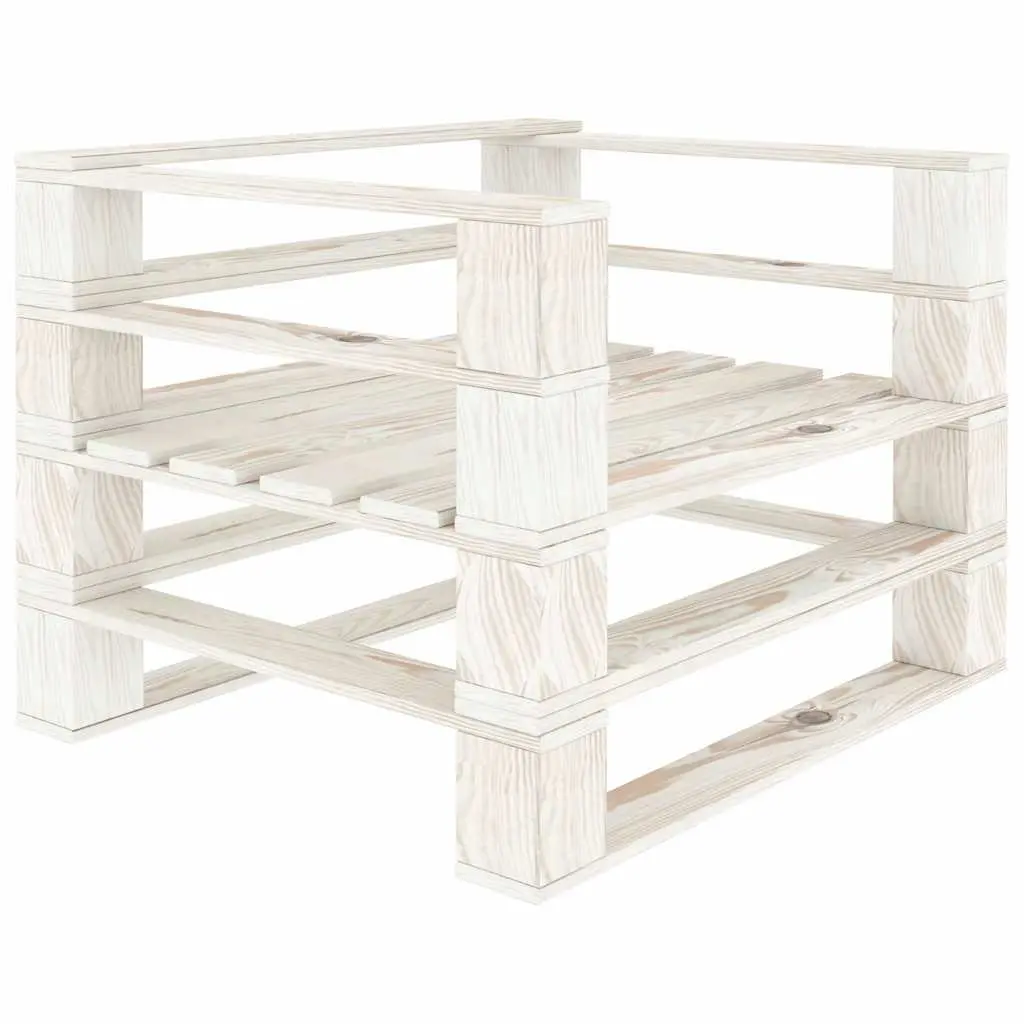 6 Piece Garden Pallet Lounge Set Wooden Outdoor Furniture White Patio Sofa