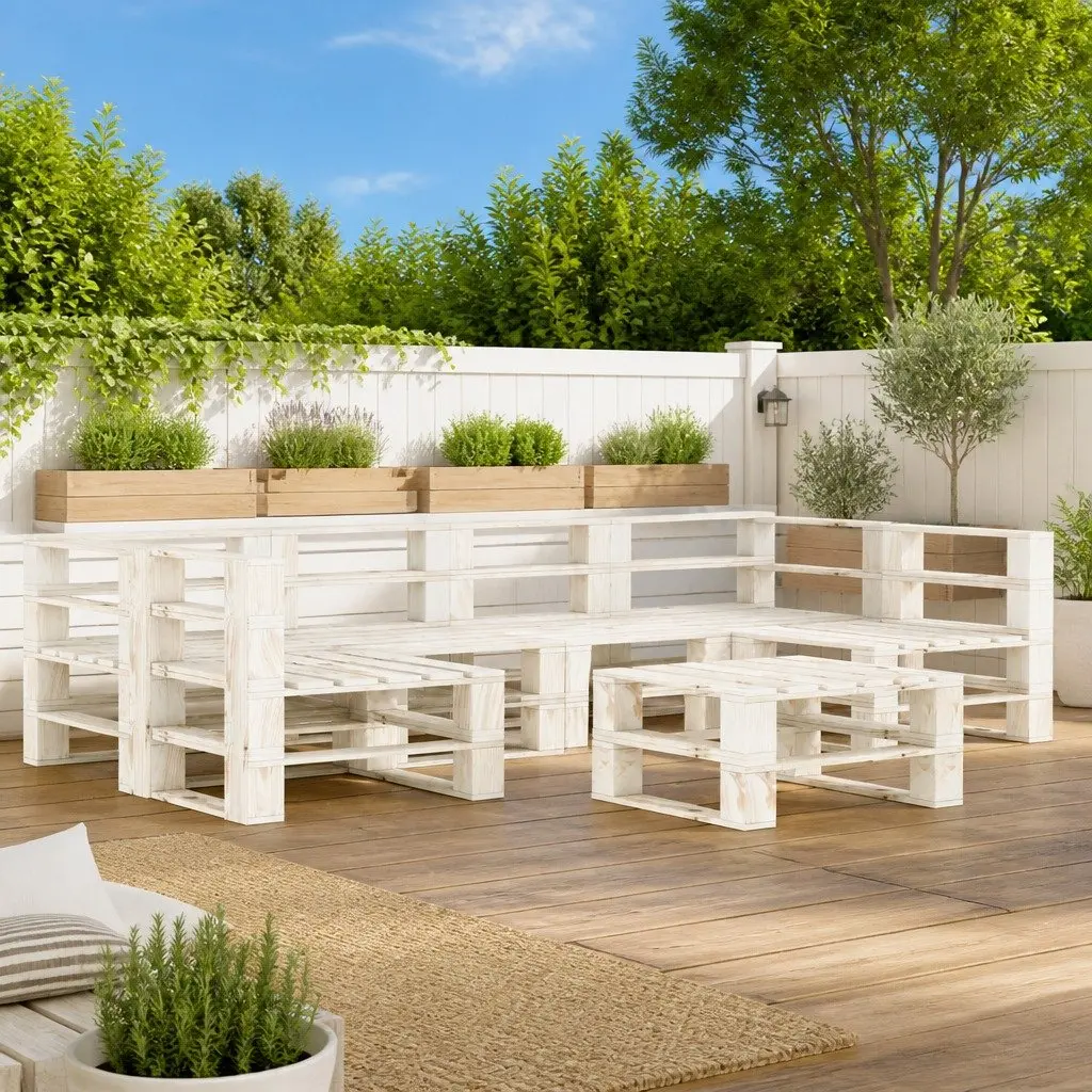 7 Piece Garden Pallet Lounge Set for Outdoor Use
