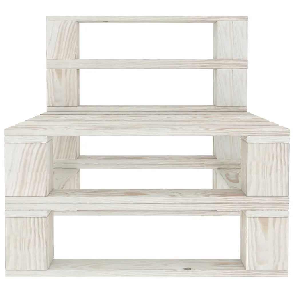 Garden Pallet Sofa 4-Seater Outdoor Patio Couch White Wood Rustic