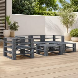 Reliable 6-Piece Grey Wood Lounge Set for Your Outdoors