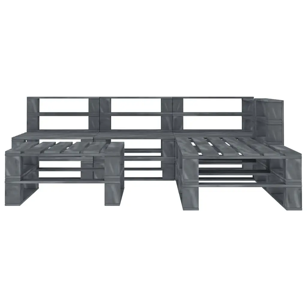 Garden Pallet Lounge Set Outdoor Furniture 6 Piece Grey Wooden Sofa Coffee Table