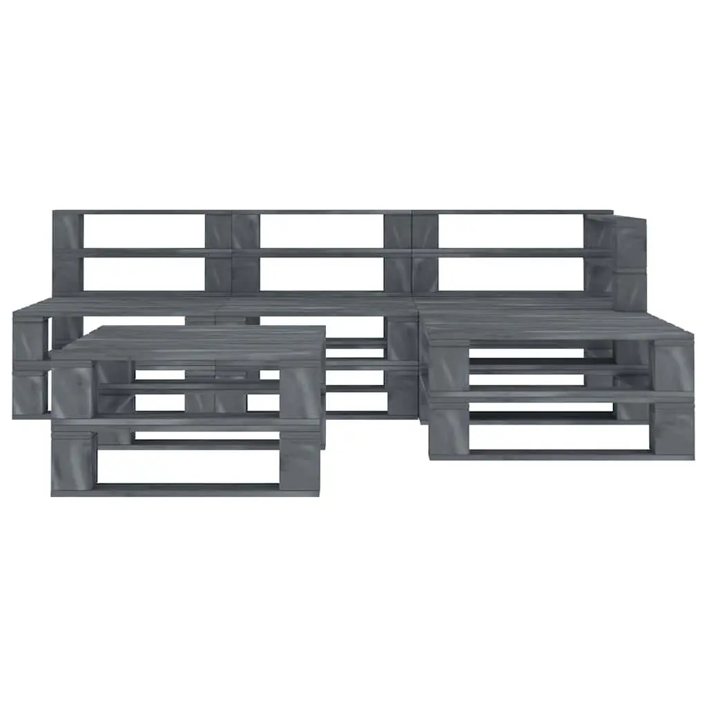 Garden Pallet Lounge Set 5 Piece Outdoor Furniture Grey Wood Patio Sofa Coffee