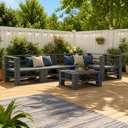 Reliable 6-Piece Grey Pallet Lounge Set for Your Garden