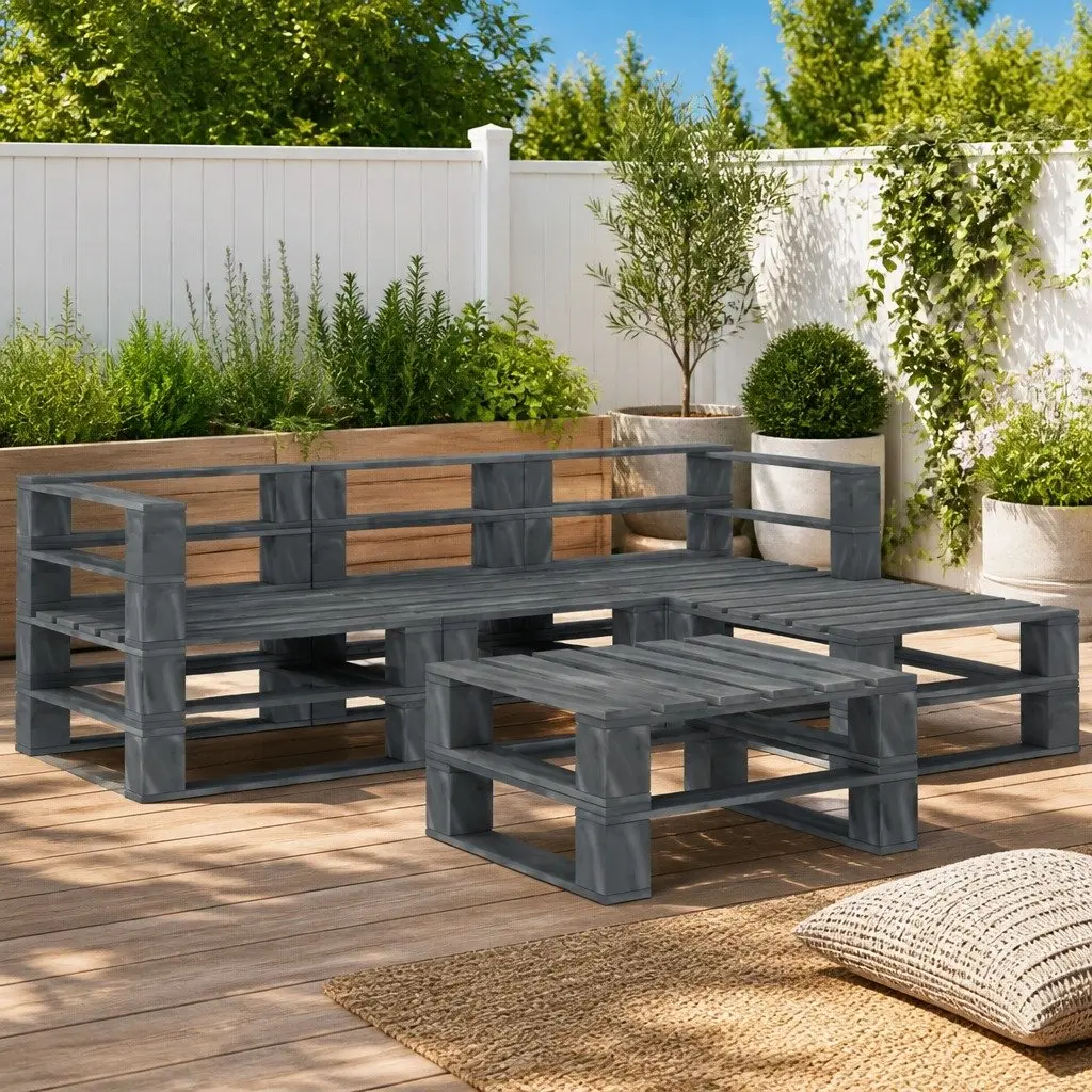 5-Piece Garden Lounge Set in Grey Wood
