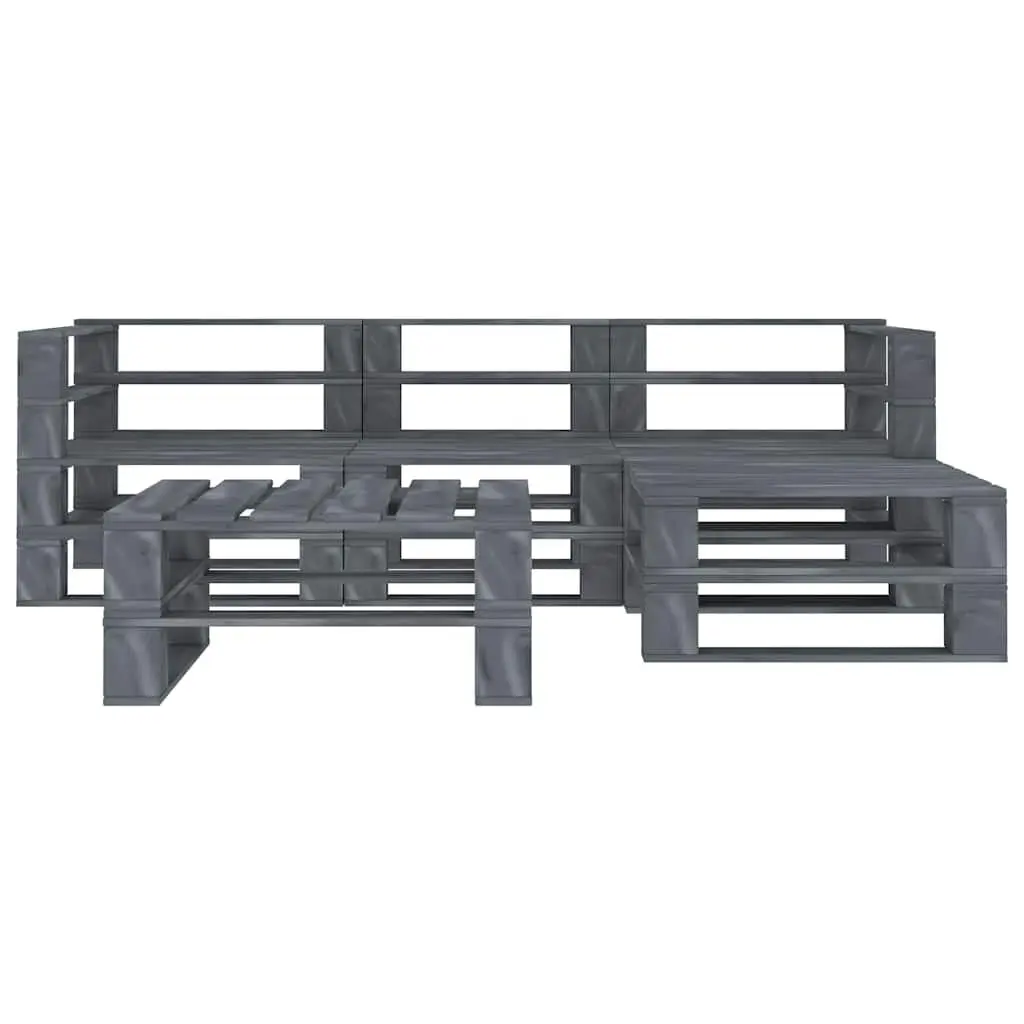 5-Piece Garden Lounge Set in Grey Wood