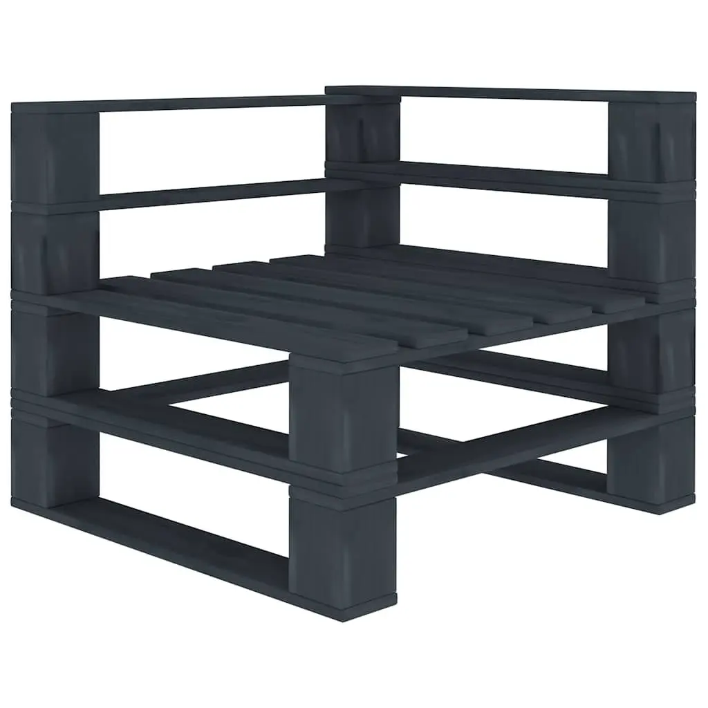 Garden Pallet Sofa Outdoor Relaxation 3-Seater Grey Wood