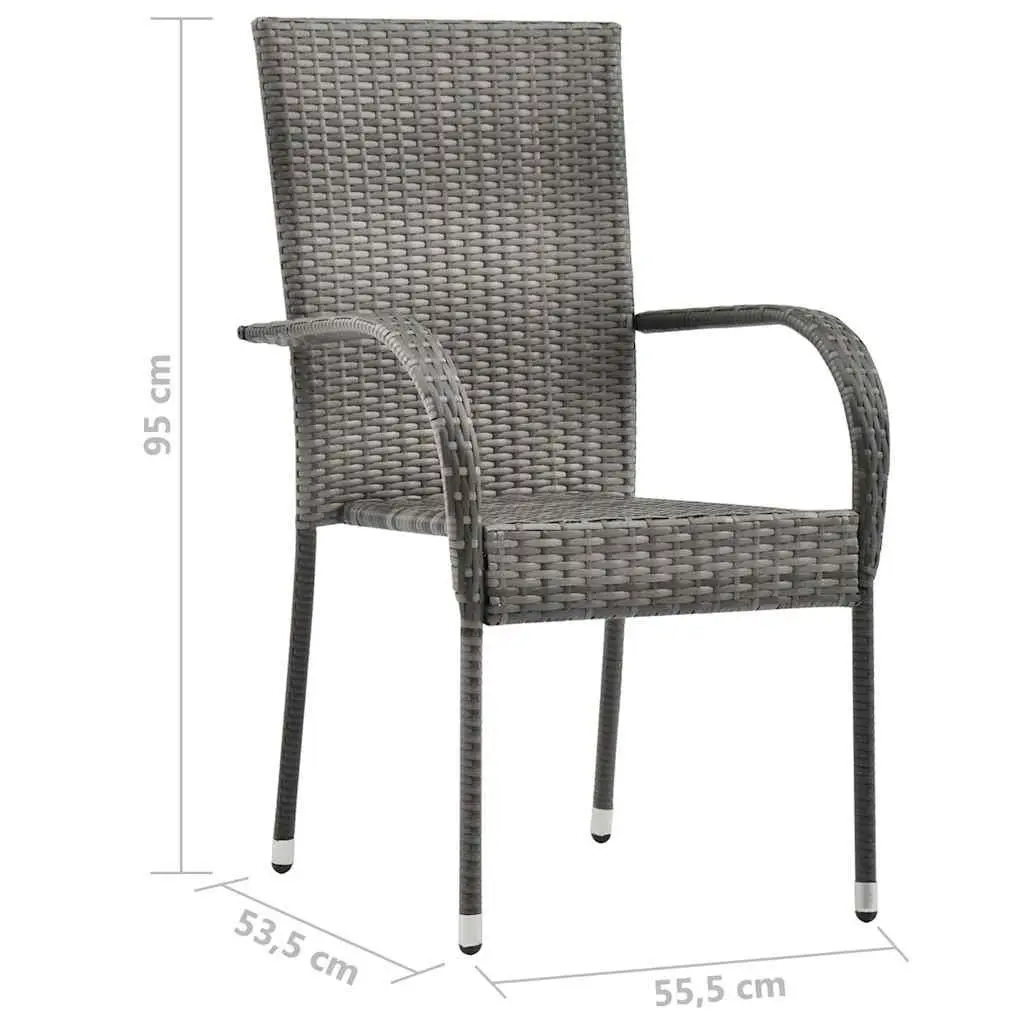 7 Piece Garden Dining Set Outdoor PE Rattan Steel Frame Acacia Wood Table Chairs