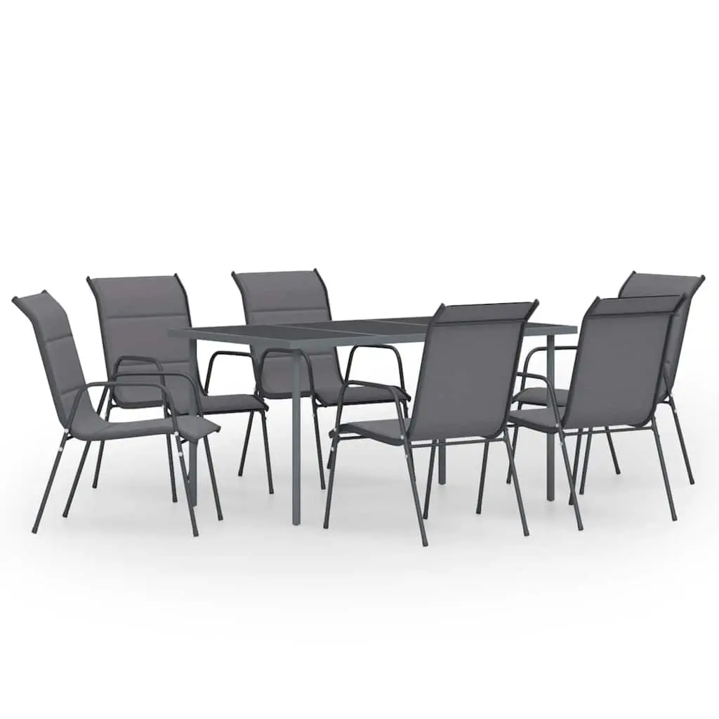 Outdoor Dining Set 7 Piece Steel Frame Chairs Table Anthracite