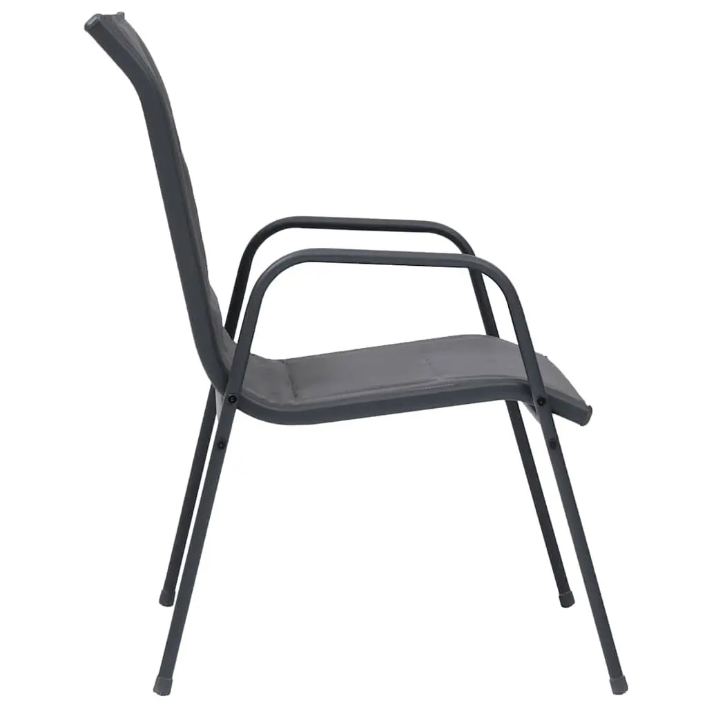 Outdoor Dining Set 7 Piece Steel Frame Chairs Table Anthracite