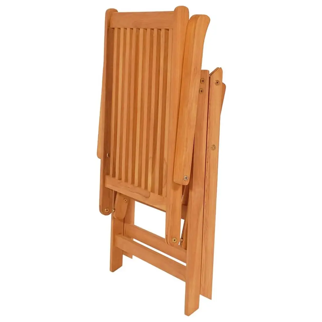 Reclining Garden Chairs 8 Piece Teak Wood Grey Cushions