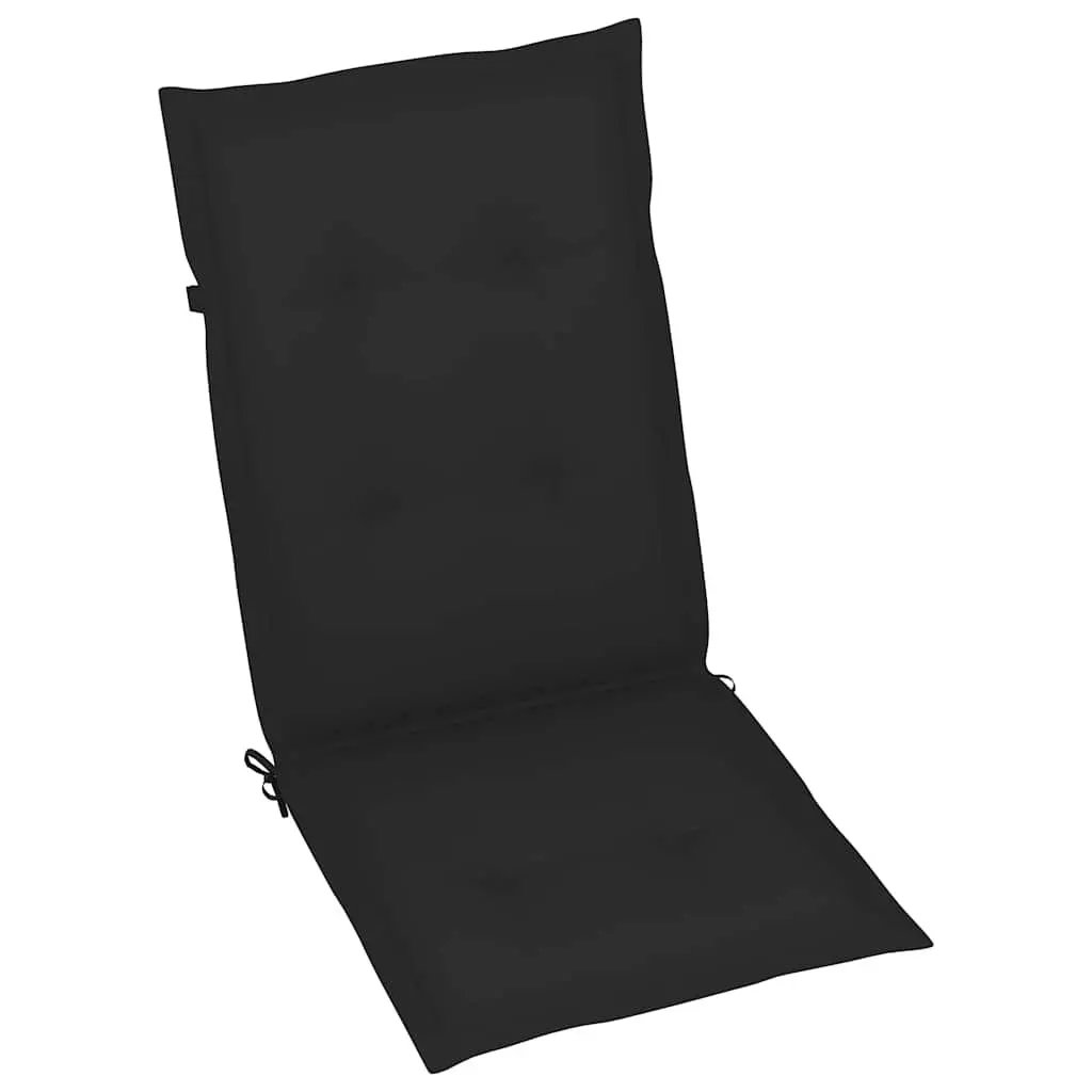 Reclining Garden Chairs Set 8 Pieces Teak Wood Outdoor Seating Black Cushions