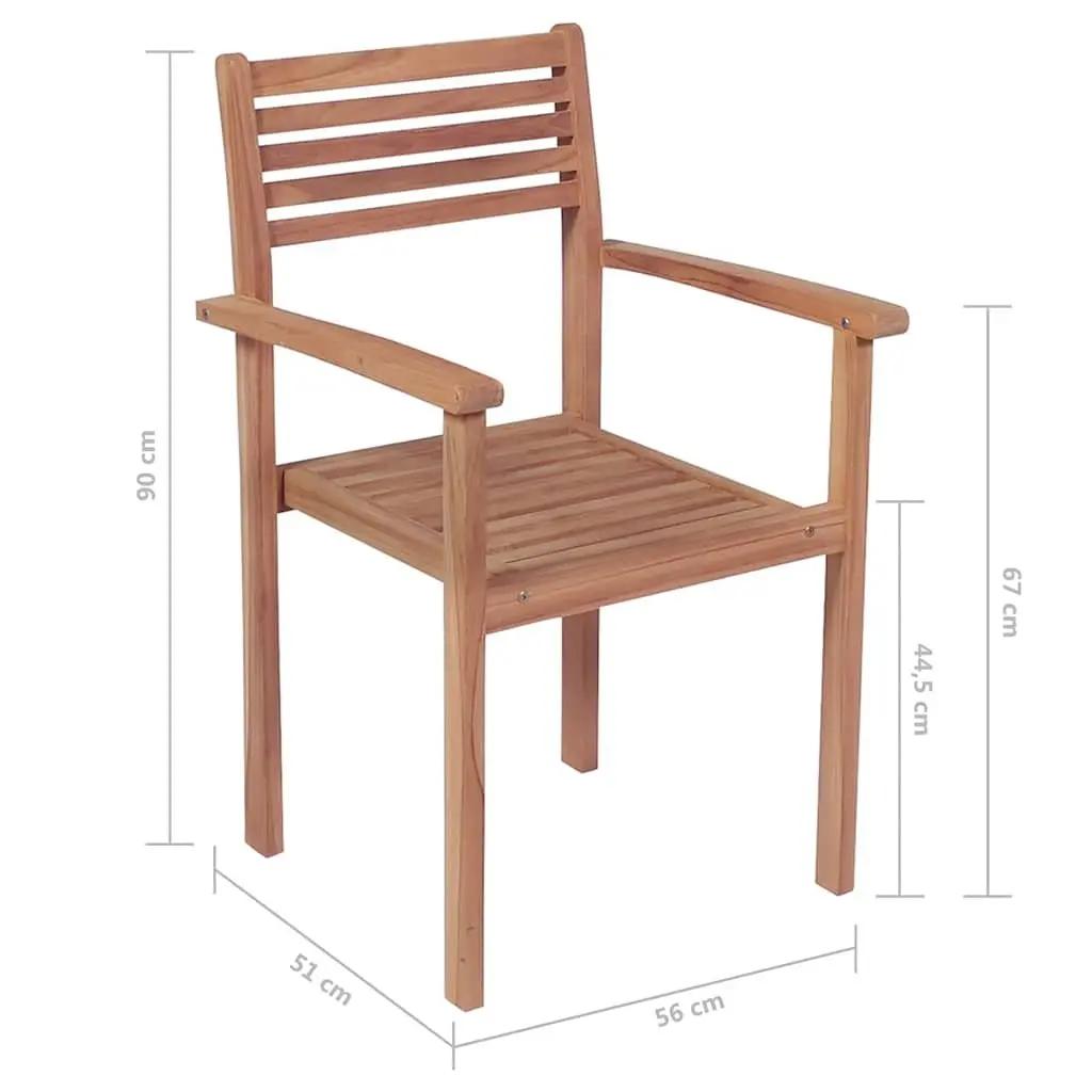 8 Pcs Stackable Outdoor Chairs in Teak Wood
